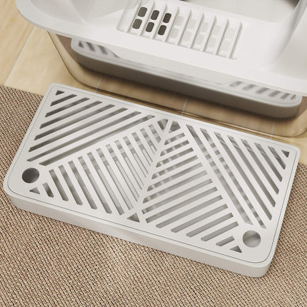 Cat box with lid & scoop, stainless steel, light grey