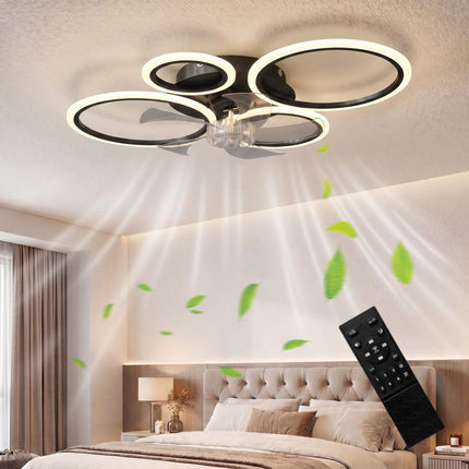 Ventilator de tavan cu lumină LED, telecomandă, 77 cm, 6 viteze