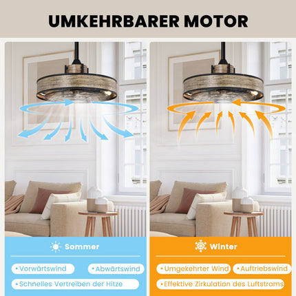 Ventilator de tavan cu lumină, 50 cm, telecomandă și temporizator 4 ore