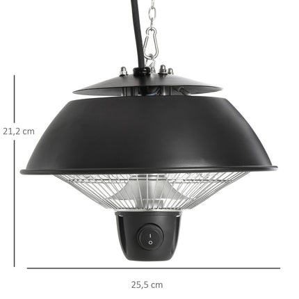 Electric ceiling heater 600W, black aluminium, patio use