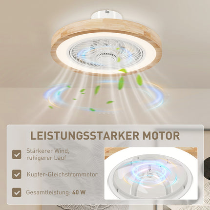 Ceiling fan light with remote control, dimmable LED, RGB 6 speed
