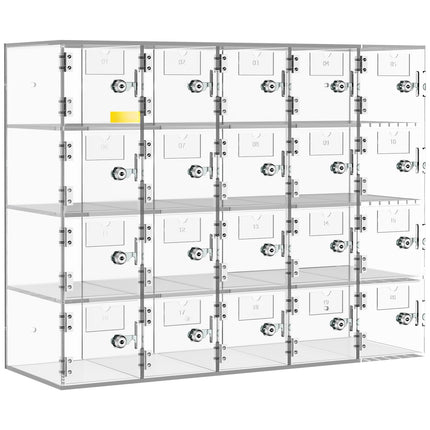 Cell Phone Storage Locker, 20-Slot Locking Acrylic Cabinet