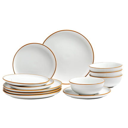 Ceramic Dinnerware Set for 4, 12-Piece, Dishwasher-Microwave Safe