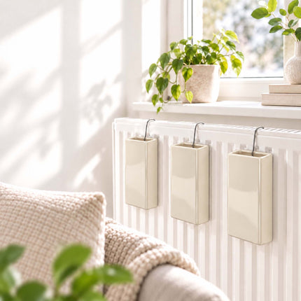 Ceramic Radiator Humidifier Set of 4 with Hooks, 400 ml, Beige