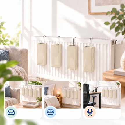 Ceramic Radiator Humidifier Set of 4 with Hooks, 400 ml, Cream