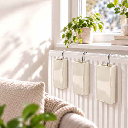 Ceramic Radiator Humidifier Set of 4 with Hooks, 400 ml, Cream
