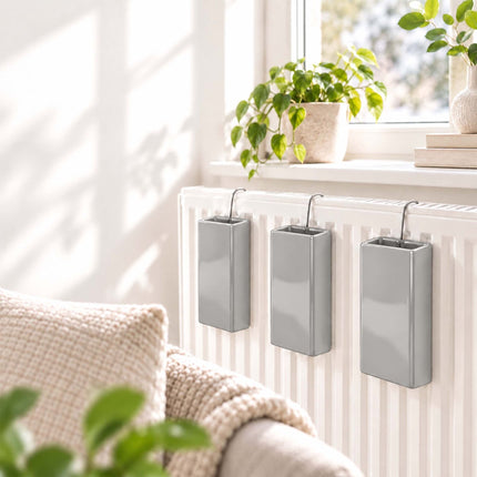 Ceramic Radiator Humidifier Set of 4 with Hooks, 400 ml, Grey