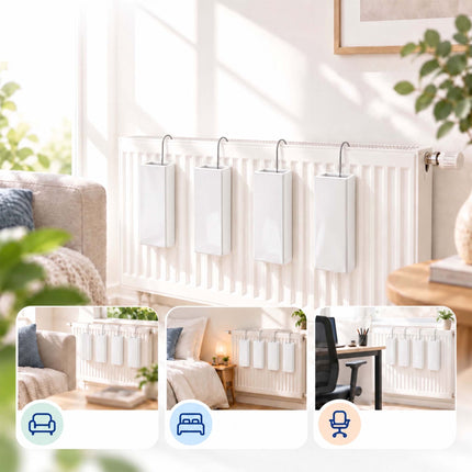 Ceramic Radiator Humidifier Set of 4 with Hooks, 400 ml, White