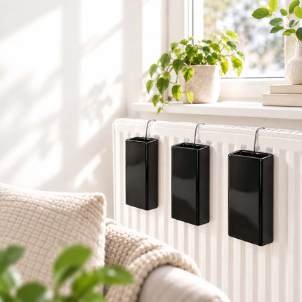 Ceramic Radiator Humidifier Set of 6 with Hooks, 400 ml, Black