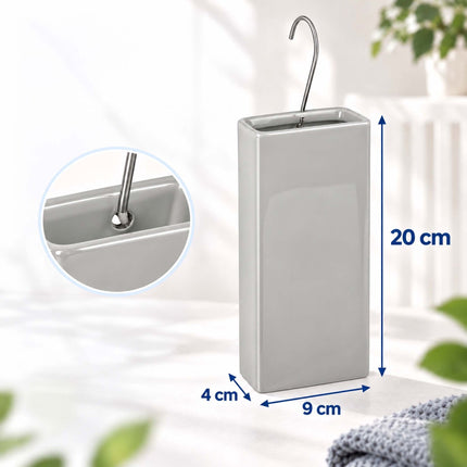 Ceramic Radiator Humidifier Set of 6 with Hooks, 400 ml, Light Grey