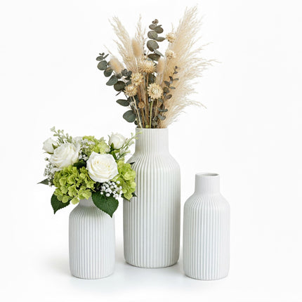 Set de vaze ceramice, 3 dimensiuni – Design texturat, minimalist