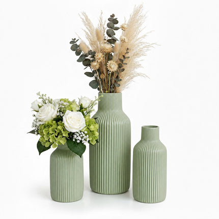 Set de 3 vaze ceramice – Salvie, Design scandinav texturat