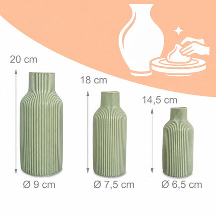 Set de 3 vaze ceramice – Salvie, Design scandinav texturat