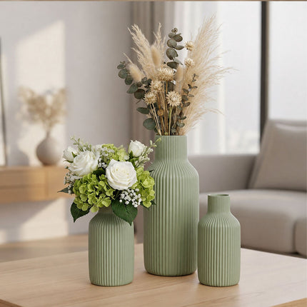 Set de 3 vaze ceramice – Salvie, Design scandinav texturat