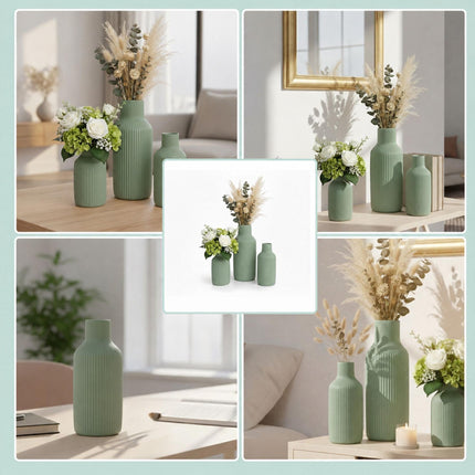 Set de 3 vaze ceramice – Salvie, Design scandinav texturat