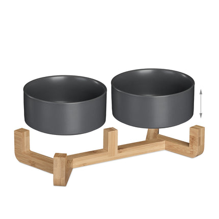 Bol din ceramică pentru câini cu cadru de bambus