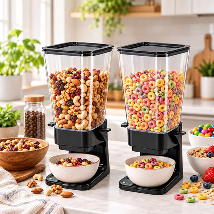 Cereal Dispenser Set of 2, 5.5 L Each, Portion Control, Black