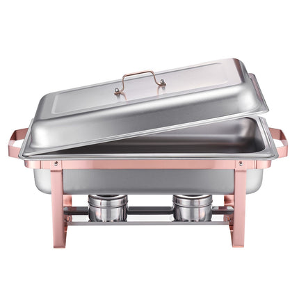 Chafing Dish Set, 2-Pack 8 Qt, Stainless Steel, Rose Gold