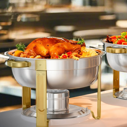 Chafing Dish Set, 4-Pack 5 Qt Stainless Steel, Round Gold