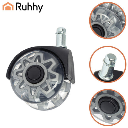 Roți pentru scaune, 2,5" PU, set de 5, silențioase, antizgârieturi