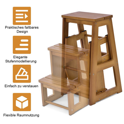 Chair ladder ladder chair stool ladder step chair step stool step ladder foldable 3 steps walnut