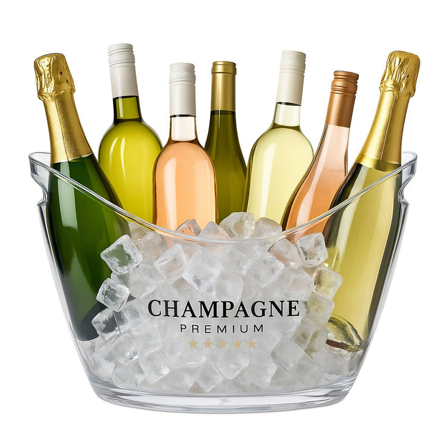 Găleată pentru gheață cu șampanie, 8 l, transparentă, cu mânere