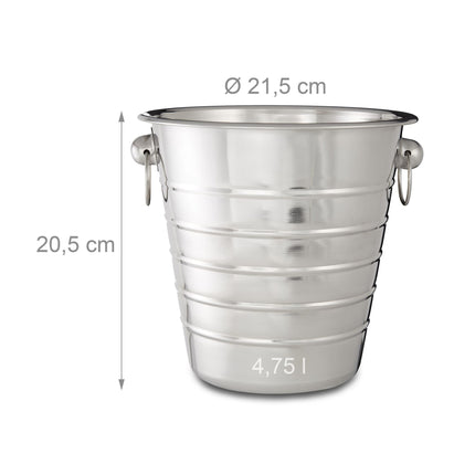 Champagne cooler in stainless steel with handle
