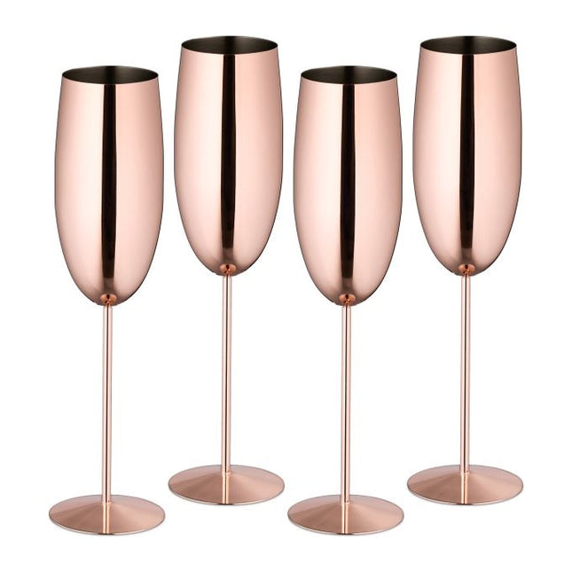 Pahare de sampanie din otel inoxidabil, set de 4