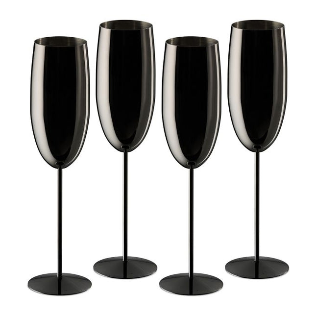 Pahare de sampanie din otel inoxidabil, set de 4