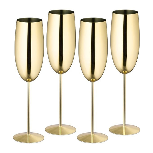 Pahare de sampanie din otel inoxidabil, set de 4