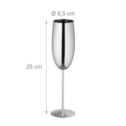 Pahare de sampanie din otel inoxidabil, set de 4