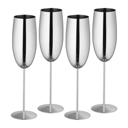 Pahare de sampanie din otel inoxidabil, set de 4
