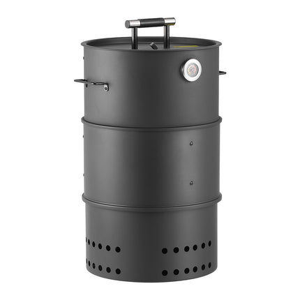 Charcoal Smoker Grill, 470mm Barrel, Thermometer, 2 Grates