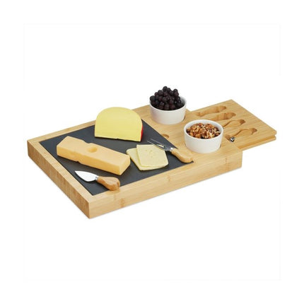 Tabla de branza din bambus cu accesorii in 7 piese