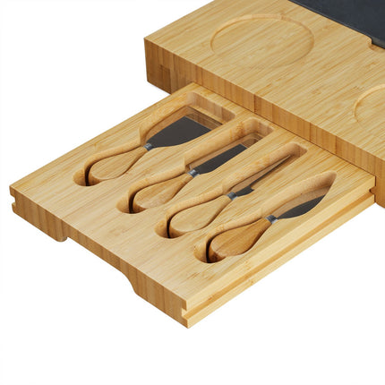 Tabla de branza din bambus cu accesorii in 7 piese