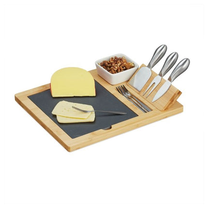 Tabla de branza din bambus cu accesorii in 9 piese
