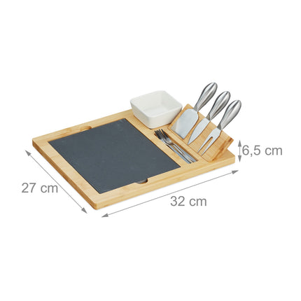 Tabla de branza din bambus cu accesorii in 9 piese