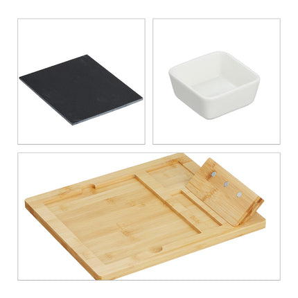 Tabla de branza din bambus cu accesorii in 9 piese