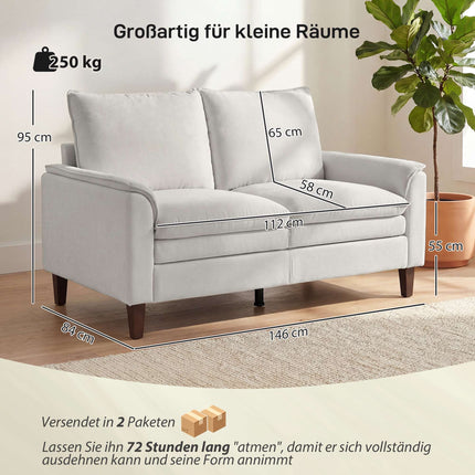 Canapea extensibilă Chenille, crem, pernă 24 cm, spătar înalt