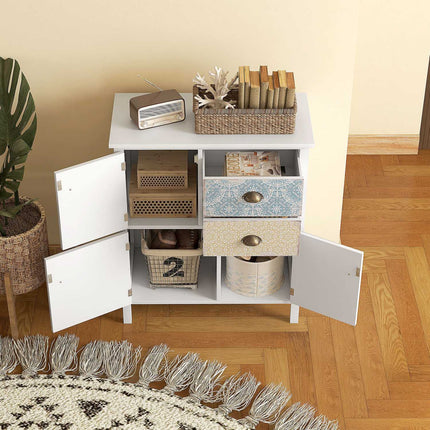 White chest of drawers - 2 drawers, 3 compartments, tilt protection