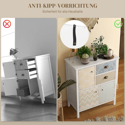 White chest of drawers - 2 drawers, 3 compartments, tilt protection