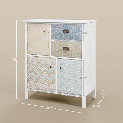 White chest of drawers - 2 drawers, 3 compartments, tilt protection