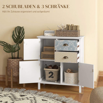 White chest of drawers - 2 drawers, 3 compartments, tilt protection