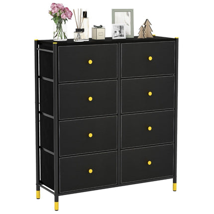 Chest of drawers for bedroom with 8 drawers high fabric chest of drawers with metal frame 89 x 30 x 98 cm black