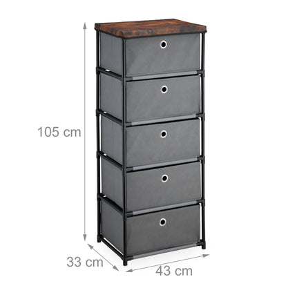 Chest of drawers in wooden design with fabric drawers