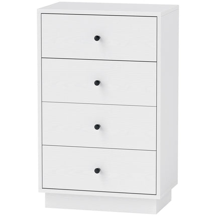 Comodă, bufet cu 4 sertare, dulap din material lemnos, dulap depozitare în stil modern, dulap cu sertare, comodă pentru living, dormitor, hol, 47 x 29 x 75 cm, alb