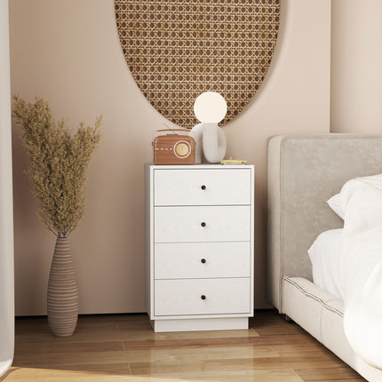 Comodă, bufet cu 4 sertare, dulap din material lemnos, dulap depozitare în stil modern, dulap cu sertare, comodă pentru living, dormitor, hol, 47 x 29 x 75 cm, alb