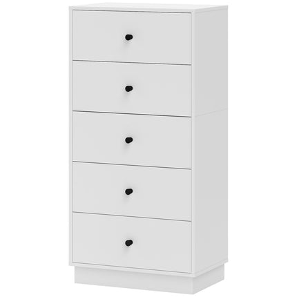 Comodă, bufet cu 5 sertare, dulap din material lemnos, dulap depozitare în stil modern, dulap cu sertare, comodă, dulap pentru living, dormitor, hol, 47 x 29 x 95 cm, alb
