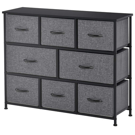 Fabric dresser with 8 drawers, metal frame - dark grey