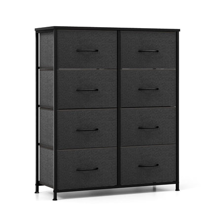 Comodă cu 8 sertare și cadru metalic și comodă din material pentru masă 80 x 30 x 92 cm gri